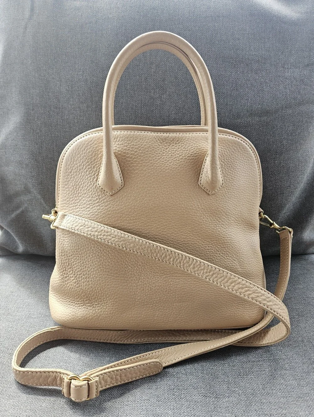 Coach Beige Leather Satchel with Removable Strap